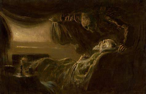Morbid démoni baba sötét nappaliban