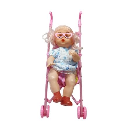 56 cm-es baba játék babakocsiban